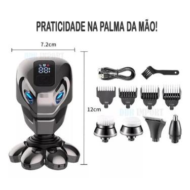 Imagem de Maquininha Robo Barbeador Aparador Cabelo Barba 7D 6 Laminas - Kapbom