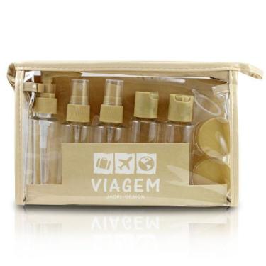 Imagem de Kit de Frascos Viagem Bolsa Shampoo Sabonetes Cremes 10 Peças - Jacki 