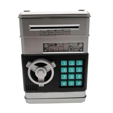 Imagem de Kokiya Cofrinho atm, brinquedo educacional, aprendizagem precoce, rolagem automática de dinheiro, banco de dinheiro eletrônico para idades de 3, 4, 5, 6, 7, Prata