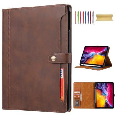 Imagem de Capa flip para Apple iPad Air 13 2025 2024 M3 M2/ Pro 12,9 polegadas 2022/2021/2020/2018, porta-lápis, capa inteligente para hibernar e despertar automática, suporte de bolso, fecho de pressão para