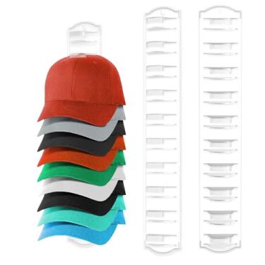 Imagem de MSKEI Organizador de chapéus adesivos para bonés de beisebol na parede, suporte de armazenamento de chapéus pendurados, expositor de ganchos de boné de bola, suporte forte para porta e armário,
