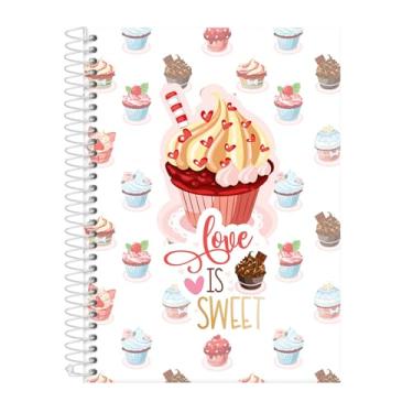 Imagem de Caderno Feminino Colegial Capa Dura 15 Matérias Doçura Cupcake