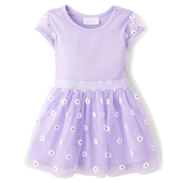 Imagem de The Children's Place Vestidos elegantes de manga curta para bebês meninas e crianças pequenas, Adorável malha de flores, 6-9 Meses