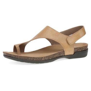 Imagem de Dansko Sandália feminina Reece – Palmilha de espuma viscoelástica e cortiça para conforto e suporte do arco – Sola de borracha leve para uso prolongado com alça de velcro, Mel, 9.5-10