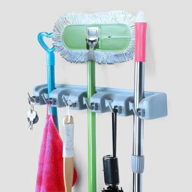 Imagem de Suporte Multiuso Organizadora De Rodo E Vassoura - 6 Ganchos