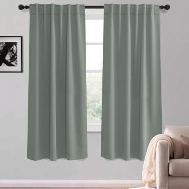 Imagem de KGORGE Cortinas blackout para quarto, isolamento térmico de privacidade, cortinas redutoras de ruído para quarto de crianças, sala de estar, escritório, capa de armário, L 132 x C 163 cm, verde-mar, 2