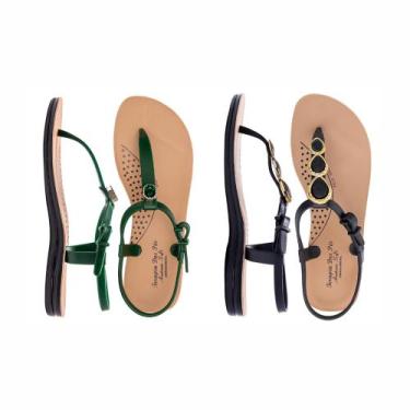 Imagem de Kit 2 Pares Sandalia Chinelo Rasteira Ortopédica Feminina Confortavel 