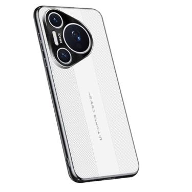 Imagem de HAO RIYLN Capa ultrafina para Huawei Pura 70 Ultra/70 Pro+/70 pro/70, capa leve de luxo para negócios, proteção para câmera, capa de couro galvanizado, branca, 70 Pro