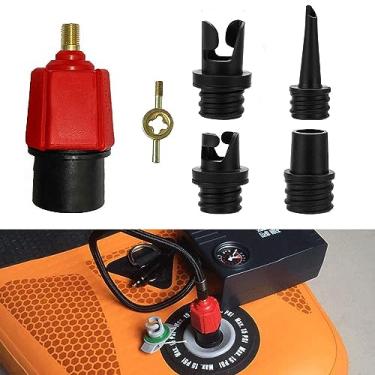 Imagem de PeSandy Adaptador de bomba inflável SUP compressor placa de remo adaptador de bomba, adaptador de válvula SUP multifuncional com 4 bicos de válvula de ar para barco inflável, prancha de stand up, cama