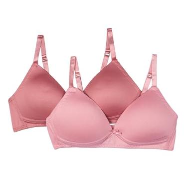 Imagem de TAHARI Pacote com 2 sutiãs sem fio moldados para meninas, Rosa empoeirada, 32A