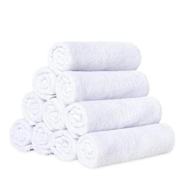 Imagem de Kit Toalhas De Rosto com 10 Para Salão Beleza 100% Algodão Branca  - k