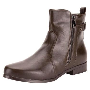Imagem de Bota feminina cano baixo mooncity 72325, Café, 36