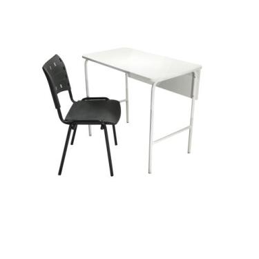 Imagem de Conjunto Professor Mesa Branca e Cadeira Preta - SchoolCenter