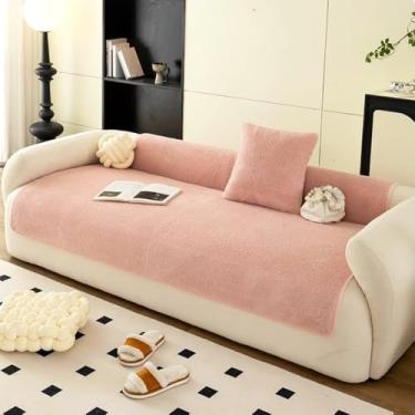 Imagem de Capa de sofá antiderrapante sólida em PU para decoração de sala de estar, capa universal para sofá, toalha para móveis, rosa claro, 90x160 cm