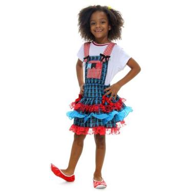 Imagem de Fantasia Infantil Festa Junina Jardineira Xadrez Azul e Vermelho - Sul