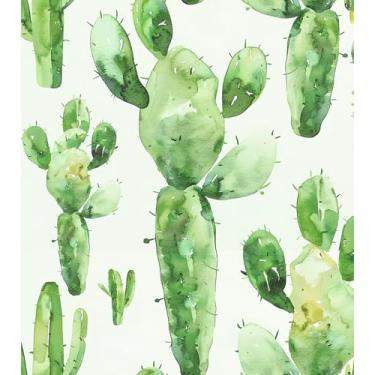 Imagem de Decotalk Papel de parede de cacto verde cascar e colar de cacto papel de parede floral verde papel de parede planta papel de parede para quarto banheiro 17,5 x 120 polegadas papel de parede de cacto