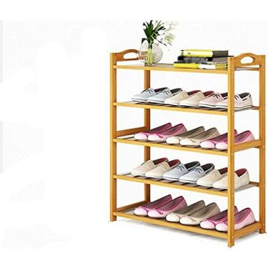Imagem de Sapateira de bambu multicamadas armário de sapatos multifuncional é adequado para entrada da sala de estar (87 * 79 * 25 cm) prateleira de armazenamento de sapatos armário de armazenamento decoração