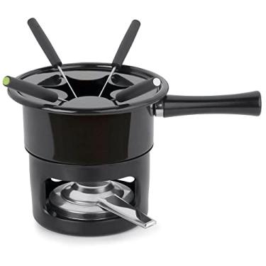 Imagem de Forma Conjunto Aparelho Para Fondue Jogo 8 Peças Panela Fondue Esmaltada, cor Preto, Aço, Conjunto aparelho Fondue