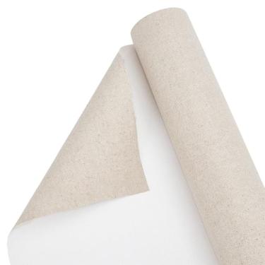 Imagem de BENECREAT Rolo de linho de lona de 15 m x 38 cm, tela artística de grão médio Gessoed para pintura de arte Gesso, decoração de pano de fundo, 0,5 mm de espessura