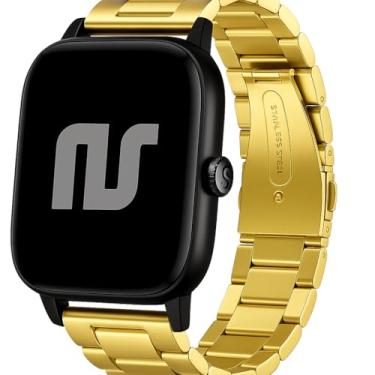 Imagem de Pulseira de aço metal compativel com Amaz fit GTS (BIP 2 geração) (Gold 3 elos)