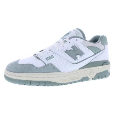 Imagem de New Balance Tênis masculino 550, Branco/Verde-Branco, 10 Women/8.5 Men