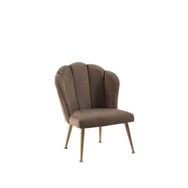 Imagem de Cadeira Petala Veludo Fendi Base Aço Dourado 85x64x63 cm Daf