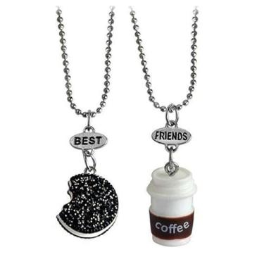 Imagem de Kit Com 2 Colares Biscoito & Café Cordão Melhores Amigas Melhores Amigos Colares da Amizade