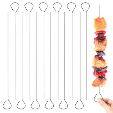 Imagem de Prasacco 12 Peças De Espetos Aço Inoxidável, Palitos Longos Para Churrasco, Agulha Metal Grelhar Frango, Vegetais E Aperitivos, 20 Cm