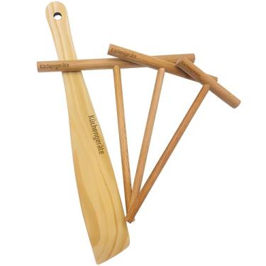 Imagem de Conjunto de 4 espátulas e espátulas Crepe de Espátula – Espátula de crepe de 30,48 cm, kit de espátula de 9,5 cm, 17,78 cm – todos os cinzeiros naturais – Creperie Pancake Maker – todos os tamanhos para panelas de crepe