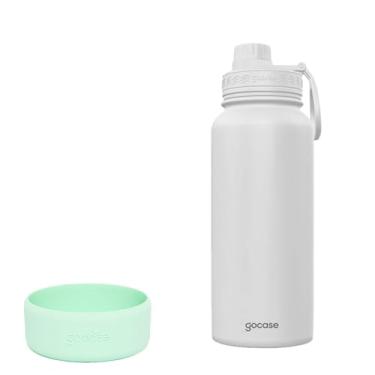 Imagem de Gocase Kit de Garrafa Térmica Para Água Fresh 950ml + Base de Silicone (Branco & Verde)