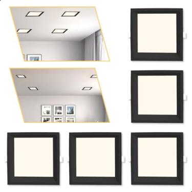 Imagem de 5 Plafon Painel Embutir Teto De Led 24w Quadrado Preto Luz Neutra