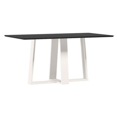 Imagem de Mesa De Jantar Rubi 160x90 Cm Com Vidro Off White Preto – New Ceval