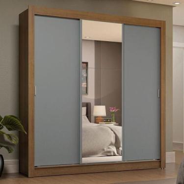 Imagem de Guarda-roupa Casal 3 Portas Correr 4 Gavetas Rústico/Cinza - MADESA