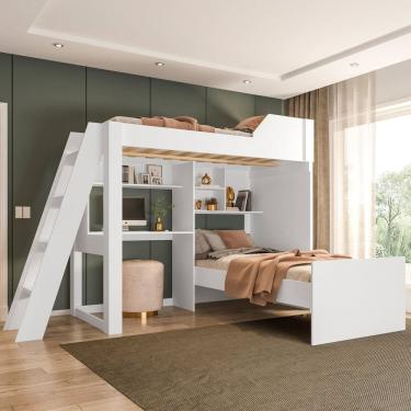 Imagem de Beliche Multifuncional Infantil e Juvenil com Escrivaninha Office Vivace Branco