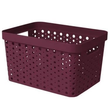 Imagem de Cesto Organizador Trama Rattan 17 Litros Multiuso Armario Guarda-Roupa (Bordô)