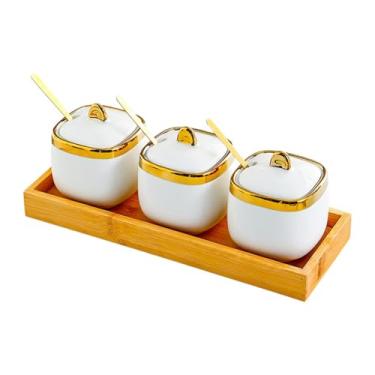 Imagem de Llazsybz Potes de Cerâmica para Temperos E Condimentos, Conjunto de Pimenteiros E açucareiros, Branco, Tamanho real