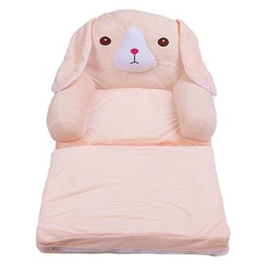 Imagem de Dobrável Kids Sofa Pink Dog Sponge Pull Out Crianças Sofá Macio Crianças Flip Sofá-cama Aberto para Home Hotel Jardim de Infância (2 Nível)