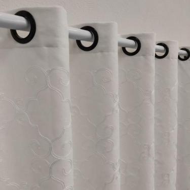 Imagem de Cortina P/ Varão Voil Bordado Com Forro Sala Quarto Alto Padrão 4,00x1