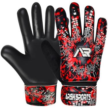 Imagem de Arsh Sports Luvas de goleiro de futebol, luvas de goleiro de futebol para crianças, meninos, jovens, crianças, proteção dupla de pulso ao longo da palma de 4 mm (vermelho, tamanho 6, adequado para 13