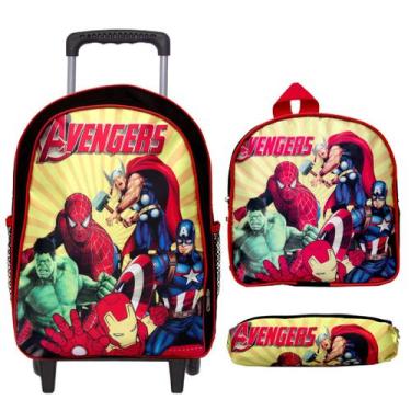 Imagem de Mochila Infantil Escolar Menino Rodinha Avengers Lançamento - TOYS 2U