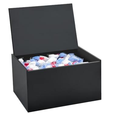 Imagem de Bigfety Suporte de cápsulas de acrílico para lava-louças com tampa articulada, caixa de recipiente para detergente, de estilo moderno, para detergente, preto