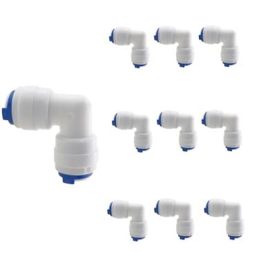 Imagem de KKUANG 10 peças de tubulação de 1/4 a 1/4 polegada purificador de água cotovelo acessórios de conexão rápida para osmose reversa acessórios de filtro de água RO sistemas de água potável conectores de