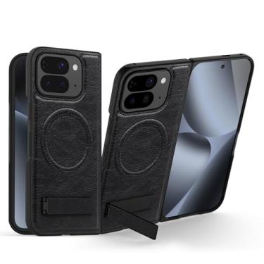Imagem de Ysnzaq Capa de couro para Google Pixel 10 Pro Fold, resistente à prova de choque, capa de telefone PU com suporte magnético para Google Pixel 10 Pro Fold JD preta