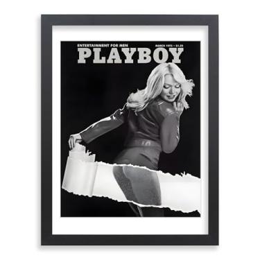 Imagem de ZZFQXZ Moldura de revista de madeira preta de 27,3 cm x 34,3 cm com tapete branco para capa de revista esportiva ou jornal para suporte de parede 30,5 x 40,6 cm, moldura de madeira para revista