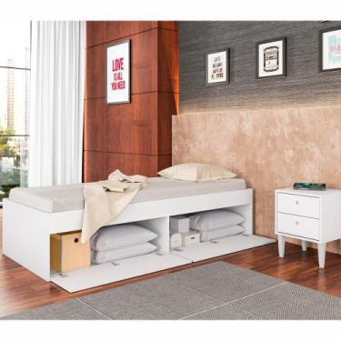 Imagem de Cama de Solteiro Tokio 192x82cm com Baú CM800 Art in Móveis, Branco
