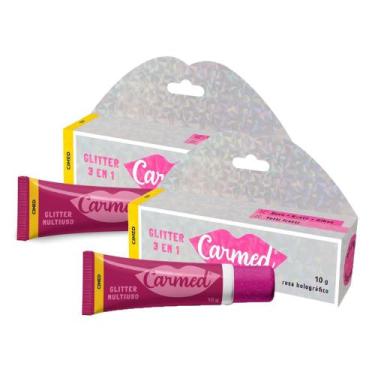 Imagem de Kit 2 Protetor Labial Carmed Glitter 3 em 1 Tutti Frutti Rosa Holográf