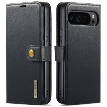 Imagem de Capa carteira de couro magnética destacável 2 em 1 para Google Pixel 10 Pro XL, capa flip com 3 compartimentos para cartão, 1 compartimento para dinheiro oculto, suporte flip e capa de telefone à