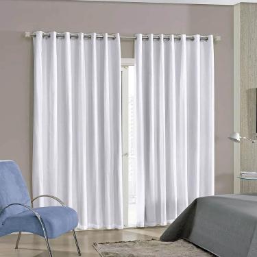 Imagem de Cortina Para Sala / Quarto Duplex Lisa - Bella Janela Branco