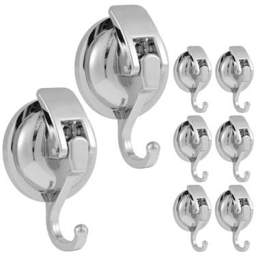 Imagem de 8 peças de ganchos para ventosas, resistentes, ventosas a vácuo, à prova d'água, reutilizáveis, com ganchos de metal para janela, porta de vidro, cabides, azulejos de cozinha, parede de chuveiro de