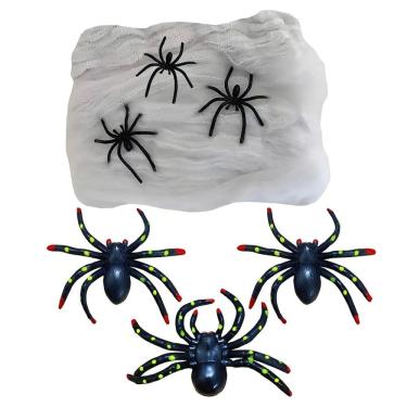 Imagem de Teia de Aranha Hallowen 6 Tarantulas Decoraçao Festa Dia Das Bruxas Pegadinha Susto Ter...